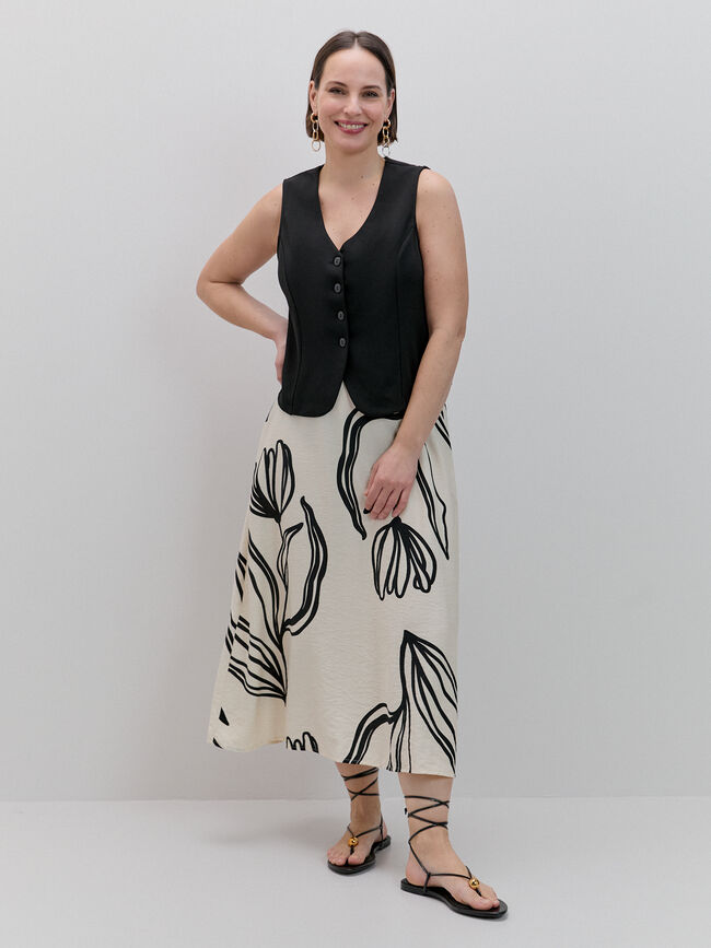 FALDA EVAS&Eacute; ESTAMPADA Crudo