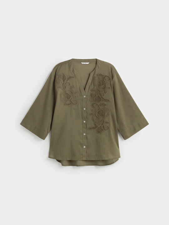 CAMISA ANCHA CROCHET Kaki image number null