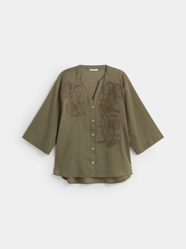 CAMISA ANCHA CROCHET Kaki