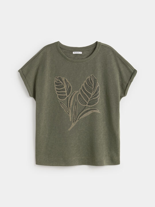 CAMISETA POSICIONAL PLUMAS Kaki image number null