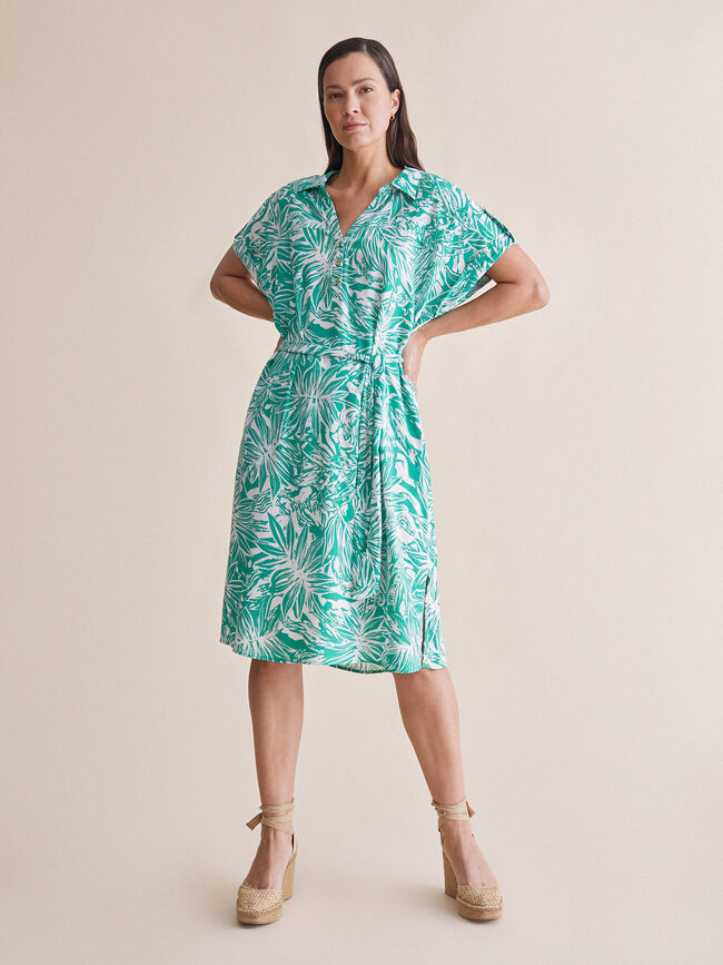 Vestido fluido estampado Verde Brillante