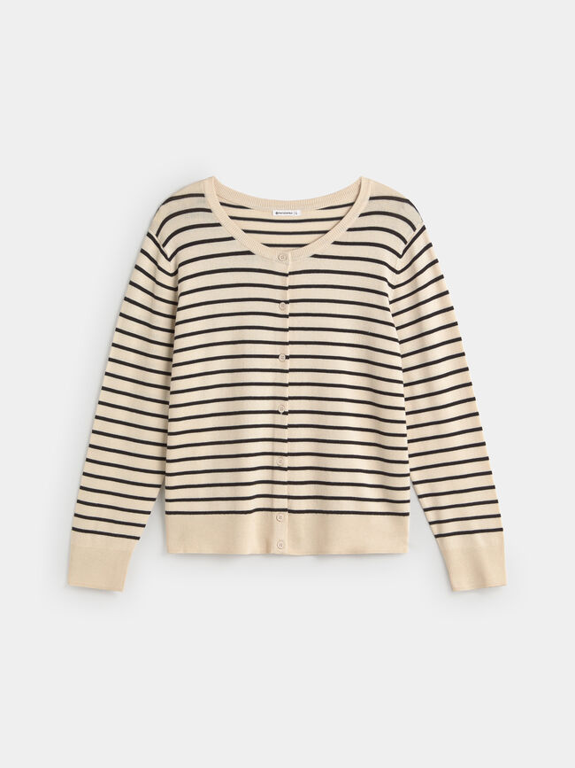 CARDIGAN BASICA RAYAS Beige