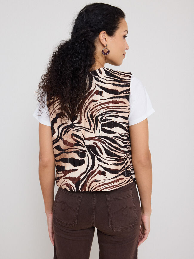 CHALECO ACOLCHADO ESTAMPADO Crudo