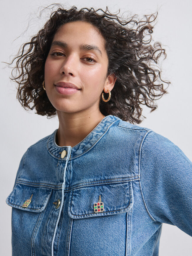 CAZADORA VAQUERA BOTON Mid blue