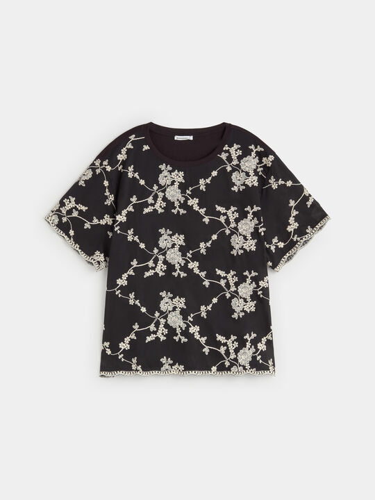 CAMISETA M/C BORDADA Negro image number null