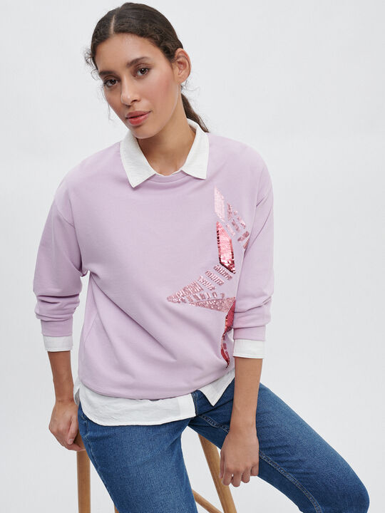 SUDADERA ESTRELLA LENTEJUELAS Violeta vintage image number null
