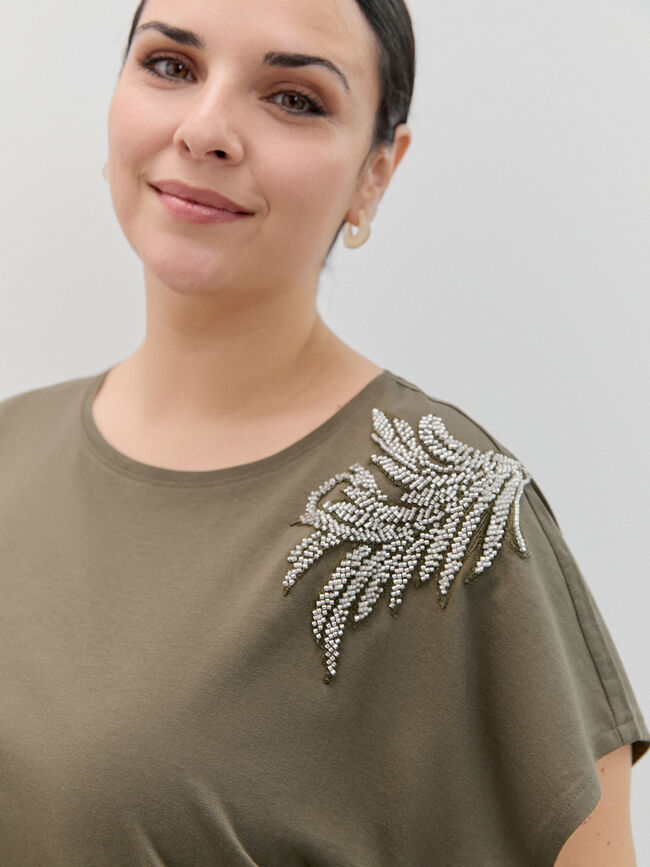 CAMISETA HOMBRERA BRILLANTE kaki oscuro