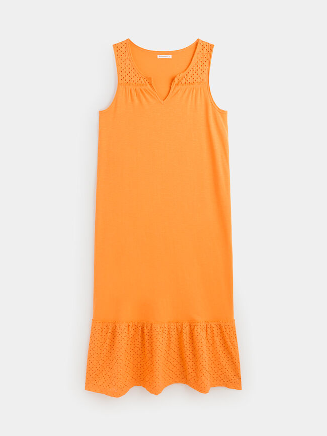VESTIDO ALGODÓN CALADOS naranja tangy
