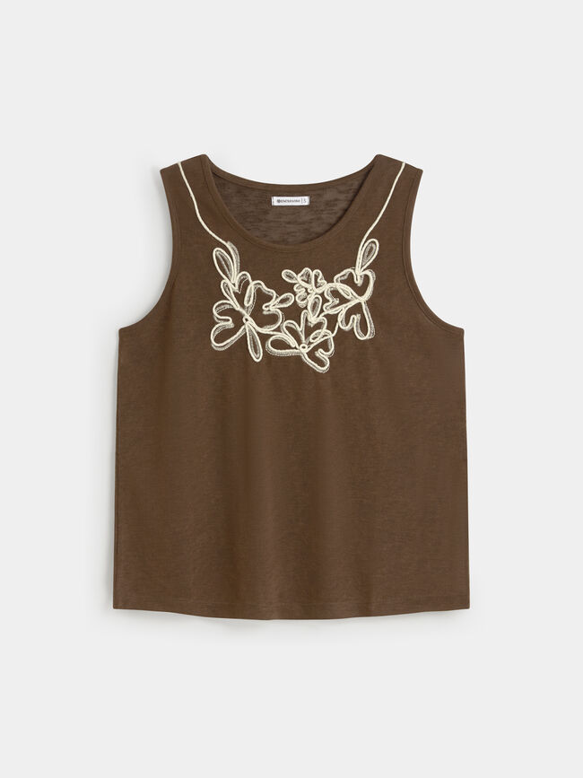 TOP BORDADO CUERDAS Marron
