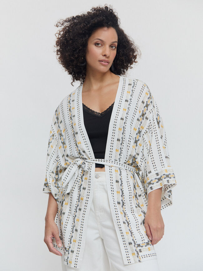 KIMONO FLUIDO ESTAMPADO Blanco Optico