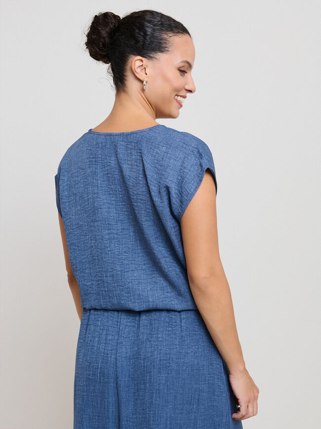 TOP BOTONES Azul Grisaceo