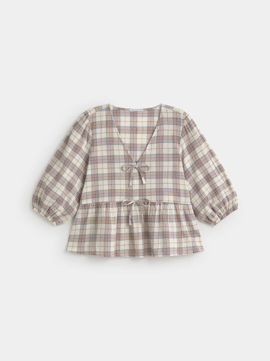 CAMISA ABLUSONADA CUADROS Crudo image number null