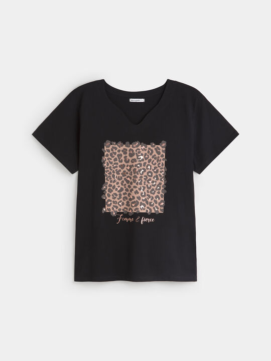 CAMISETA ANIMAL PRINT Negro image number null