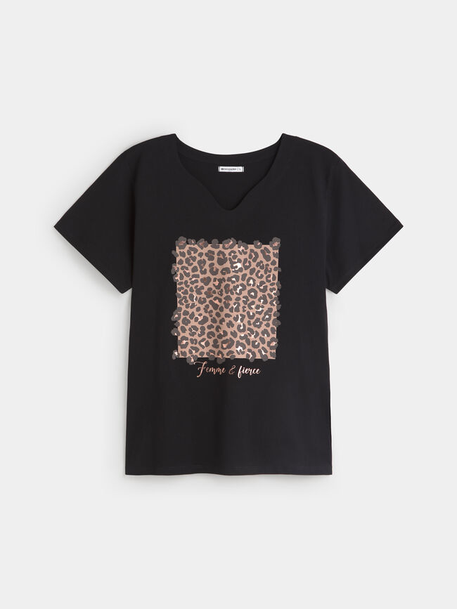 CAMISETA ANIMAL PRINT Negro