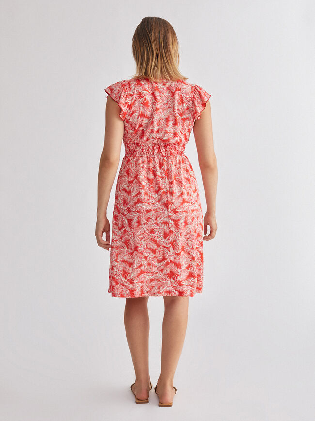 Vestido corto manga volada Naranja quemado