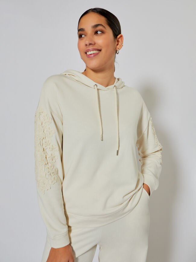 Sudadera 100% algodón bordada Crudo