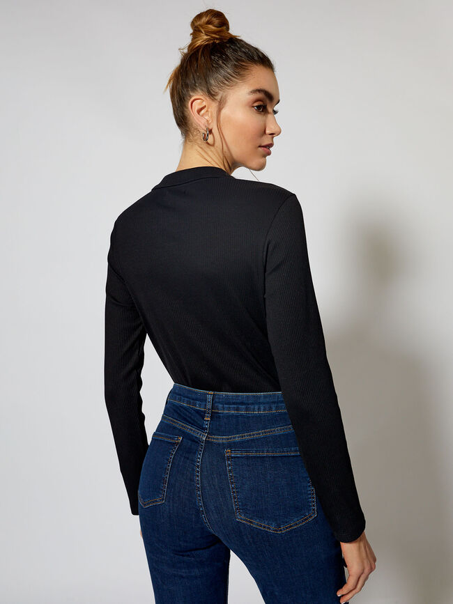 Camiseta M/L cuello polo Negro