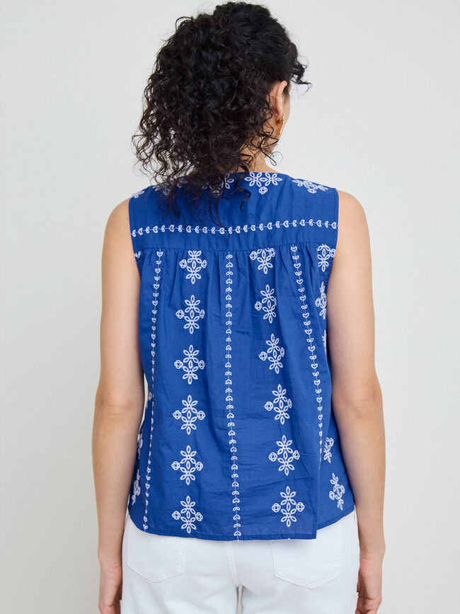 TOP BORDADOS CONTRASTE Azulon