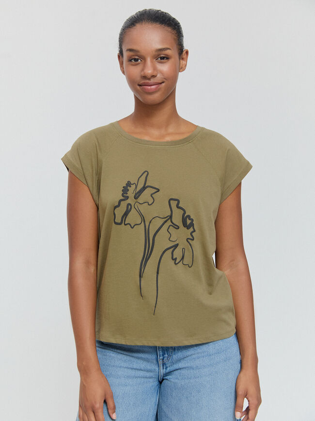 CAMISETA POSICIONAL FLORES Kaki