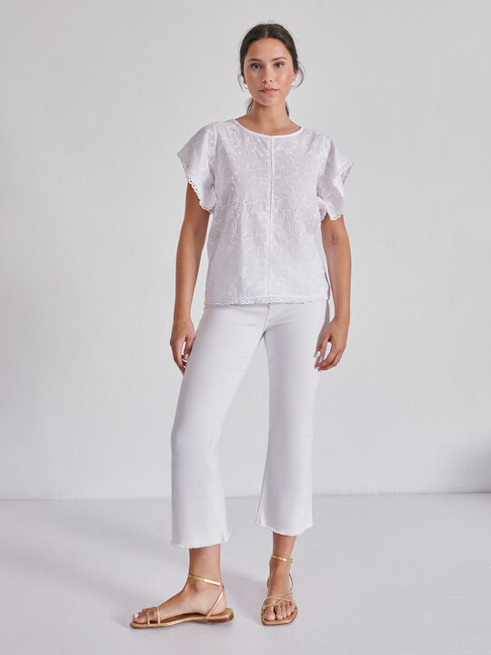 Camiseta combinada bordado Blanco Optico image number null