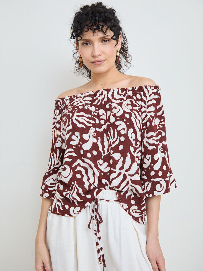BLUSA ESTAMPADA Marron Medio