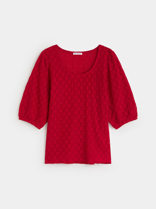 CAMISETA DETALLE TEJIDO Rojo image number null
