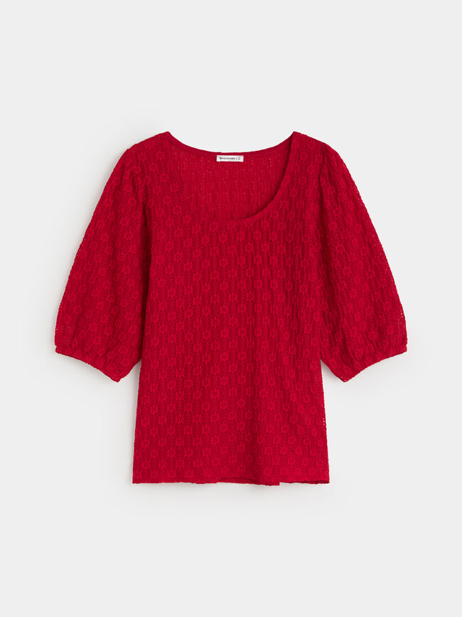 CAMISETA DETALLE TEJIDO Rojo