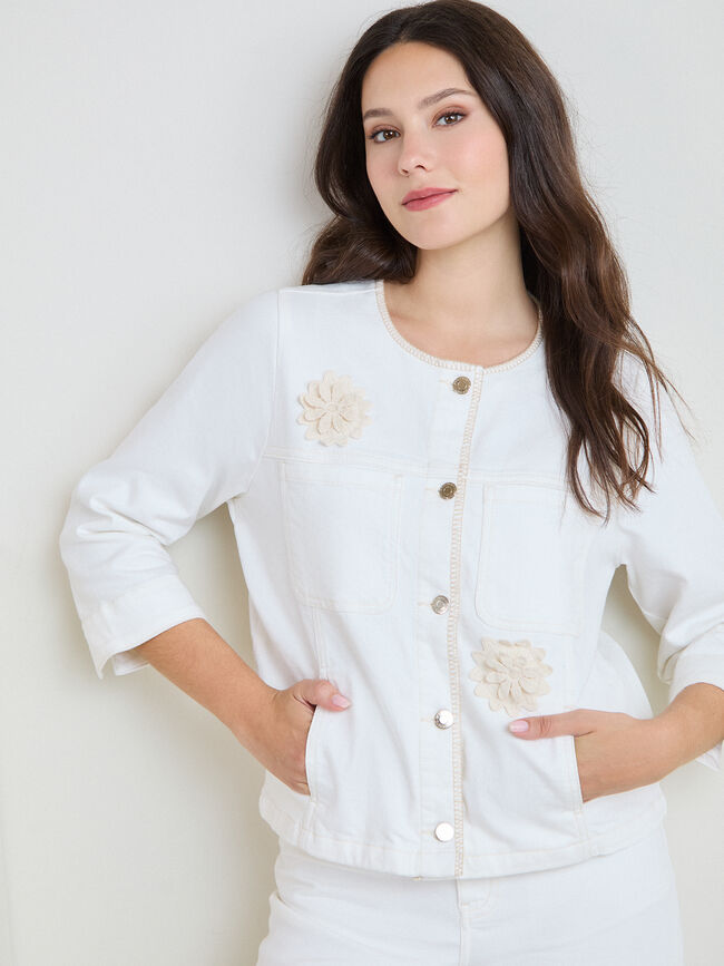 CAZADORA DETALLE GANCHILLO Blanco Hueso