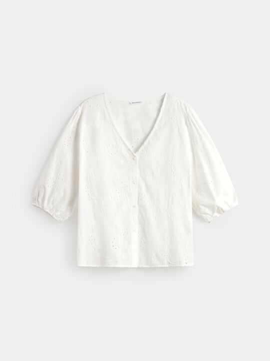 BLUSA TROQUELADA ABULLONADA Blanco Optico image number null