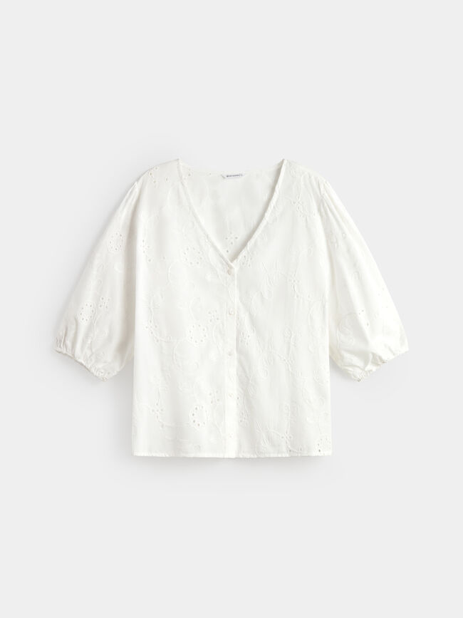 BLUSA TROQUELADA ABULLONADA Blanco Optico