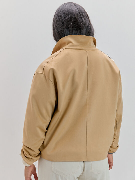 CHAQUETA ANTELINA PESPUNTES Camel image number null