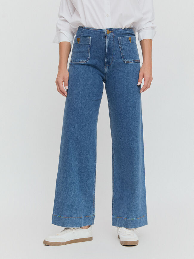 PANTALÓN BOLSILLO BOTÓN Mid blue