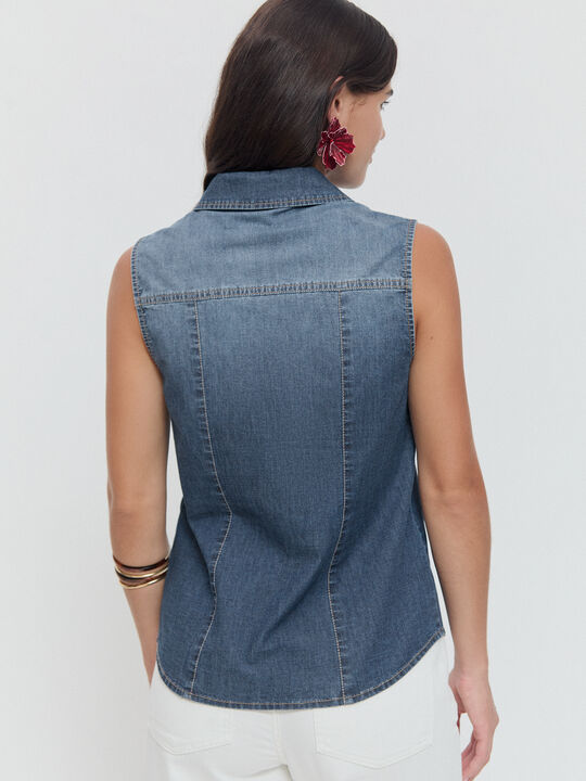 CAMISA SIN MANGAS Mid blue image number null