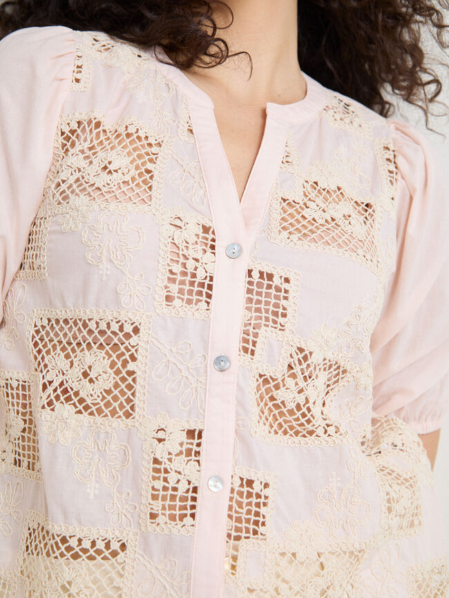 blusa bordada Rosa Perla