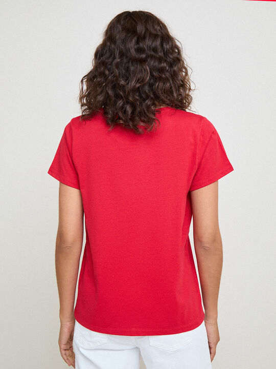 CAMISETA FLORES COLORES Rojo image number null