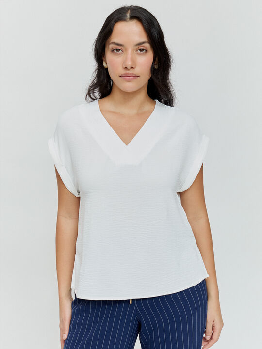 BLUSA ESCOTE PICO Blanco Optico image number null
