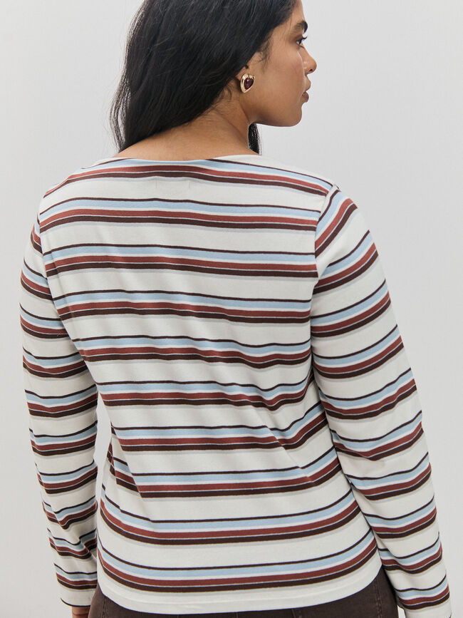 CAMISETA RAYAS LETRAS Crudo