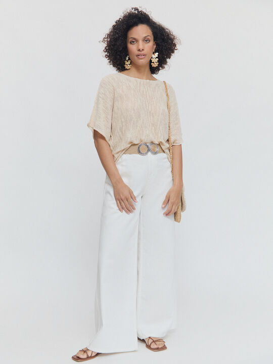 JERSEY PONCHO Beige image number null