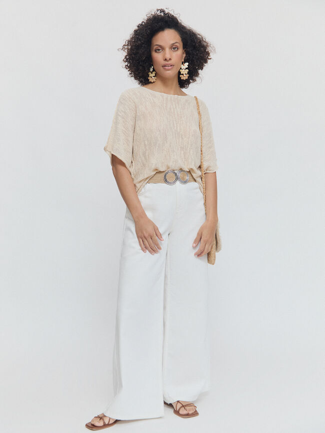 JERSEY PONCHO Beige