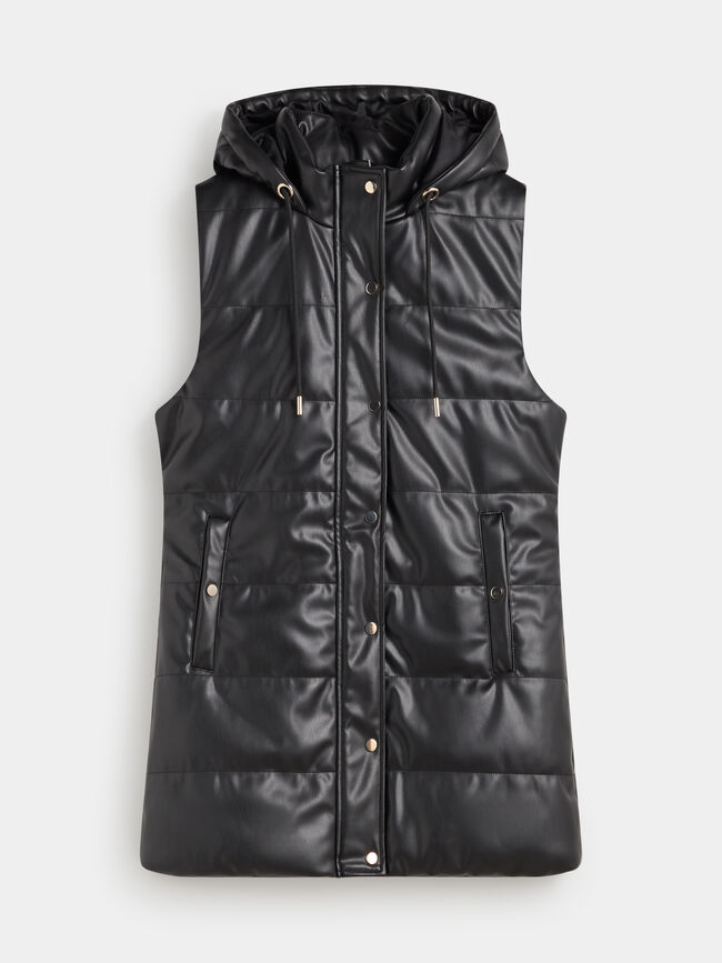 CHALECO EFECTO PIEL Negro
