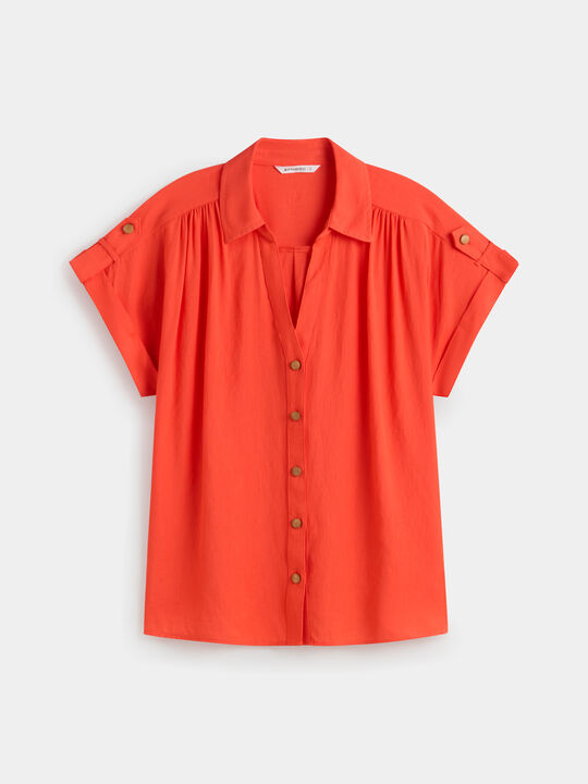 BLUSA RÚSTICA ABOTONADA Rojo Tomate image number null