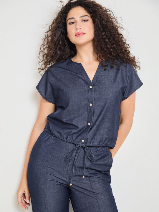 CHAQUETA FLUIDA CORTA Dark blue image number null