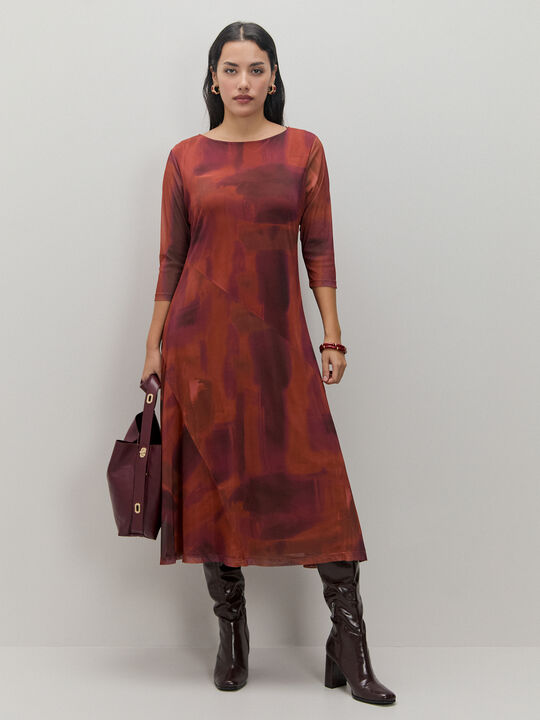 VESTIDO M3/4 ESTAMPADO Fucsia image number null