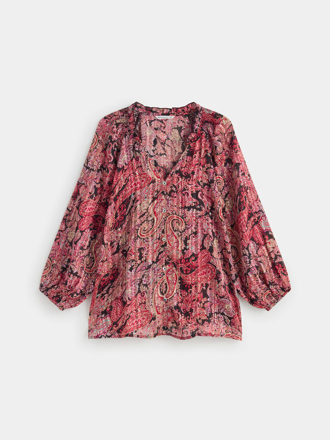 Blusa cuello nido abeja ROJO TANGO