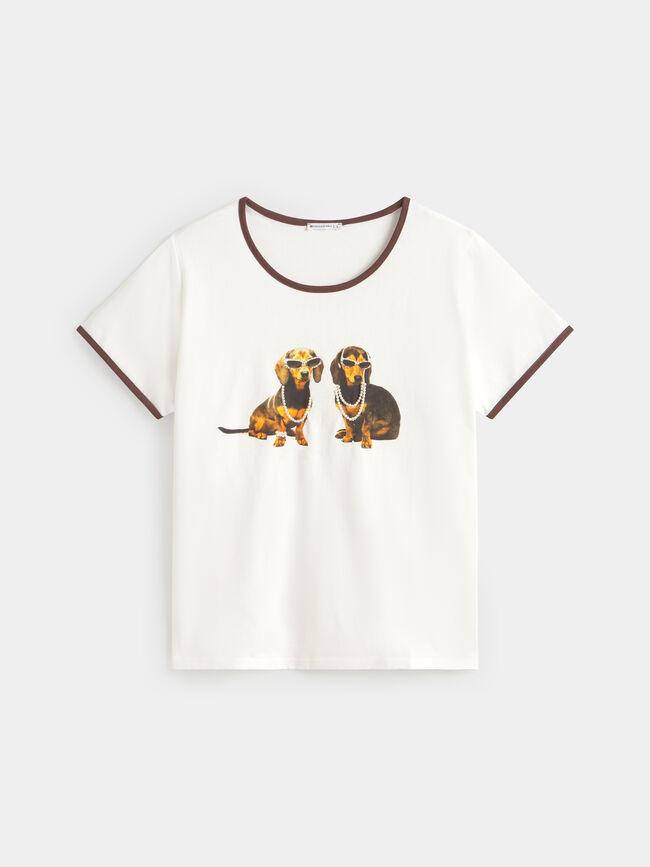 CAMISETA PERROS PERLAS Crudo