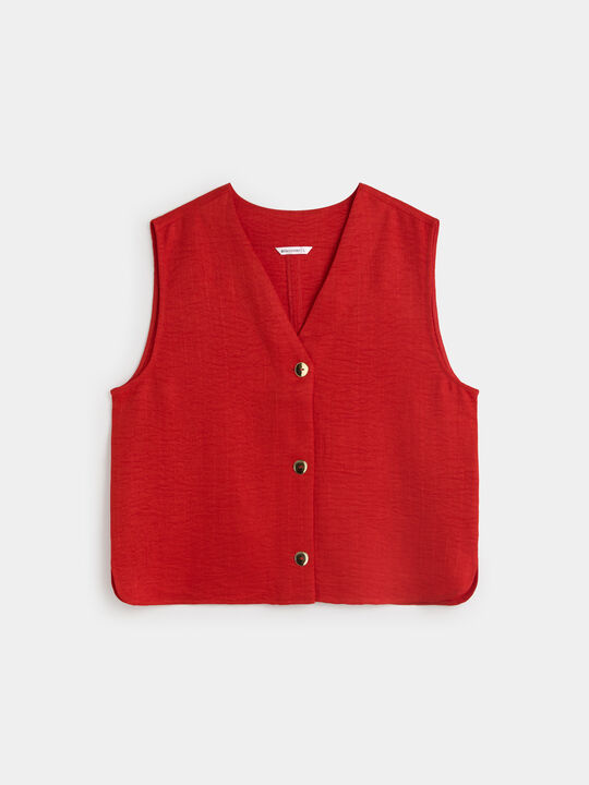 CHALECO CUELLO PICO Rojo image number null