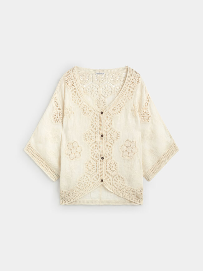 KIMONO CROCHET Crudo