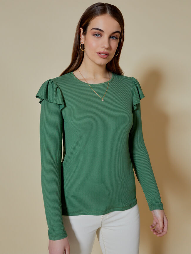 CAMISETA VOLANTE EN HOMBRO Verde Viridian