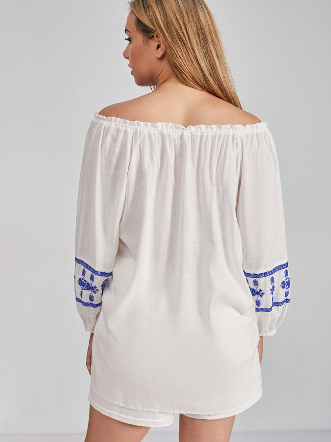 BLUSA BORDADOS TEXTURA Blanco Optico