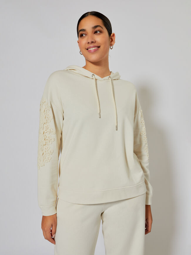 Sudadera 100% algodón bordada Crudo